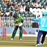 Pakistani batter Babar Azam is clean bowled by Will Jacks during the ODI Tri-Nation Series match between Pakistan and England at Rawalpindi Cricket Stadium