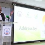 Federal Minister and Chairman of the Prime Minister’s Youth Programme Rana Mashhood addresses a gathering at the National Vocational and Technical Training Commission (NAVTTC) at Muhammad Ali Jinnah University