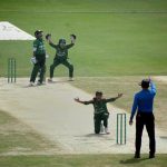 Bangladesh U-19 Women players appeal for the dismissal of a Pakistan U-19 batter during the T20 match of the ongoing series at Iqbal Stadium