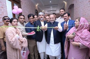 Punjab Minister for Labour and Manpower Muhammad Mansha Ullah Butt and MPA Chaudhry Faisal Ikram inaugurate a day-care center at Government Murray College.
