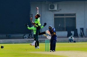 A view of the cricket match between Pakistan Under-17 and Sri Lanka Under-17 teams at Multan Cricket Stadium
