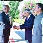 President of the Maldives H.E. Muhammad Muizzu shakes hands with federal ministers at Prime Minister's House