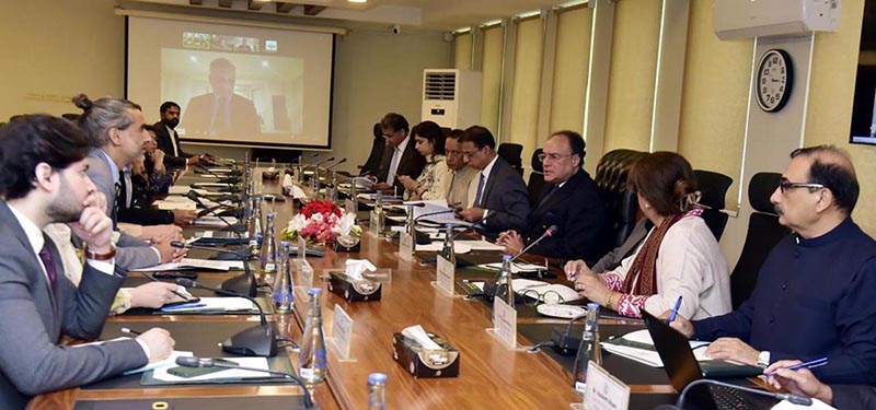 Federal Minister for Finance and Revenue, Senator Muhammad Aurangzeb, meeting with a World Bank delegation led by Country Director, Ms. Bolormaa Amgaabazar, at the Finance Division