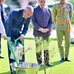 President of the Maldives H.E. Muhammad Muizzu plants a sapling at the Prime Minister's House