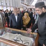 President of the Republic of Maldives Dr. Mohamed Muizzu and First Lady Madam Sajidha Mohamed being briefed during their visit the Faisal Mosque