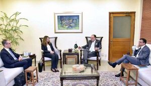 At the conclusion of Fourth Review of Extended Fund Facility (EFF) and third review of Resilience and Sustainability Facility (RSF), IMF Mission Chief Ms. Iva Petrova held a wrap up session with the Federal Minister for Finance and Revenue, Senator Muhammad Aurangzeb, at the Q Block Pak Secretariat. Secretary Finance Imdad Ulalh Bosal and IMF Resident Representative Mahir Binici also present.