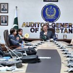Auditor General of Pakistan Maqbool Ahmed Gondal presiding over a meeting at the completion ceremony of the first batch of a specialized training programme on Procurement Rules and EPADS 2.0 organized by the Pakistan Audit & Accounts Academy in collaboration with the Public Procurement Regulatory Authority