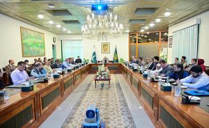 Deputy Prime Minister/Foreign Minister Senator Muhammad Ishaq Dar chairing an inter-ministerial meeting to review preparations for the upcoming Pak-Oman Joint Ministerial Commission, at the Ministry of Foreign Affairs.