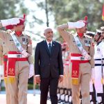 President of the Maldives H.E. Muhammad Muizzu receives guard of honor at the Prime Minister's House