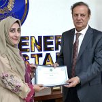 Auditor General of Pakistan Maqbool Ahmed Gondal giving away certificates to the participants at the completion ceremony of the first batch of a specialized training programme on Procurement Rules and EPADS 2.0, organized by the Pakistan Audit & Accounts Academy in collaboration with the Public Procurement Regulatory Authority