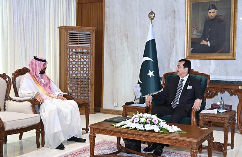 Acting President Syed Yousuf Raza Gilani in a meeting with the Ambassador of Saudi Arabia to Pakistan, Dr Rajeh Tami Albugamy, at Aiwan-e-Sadr