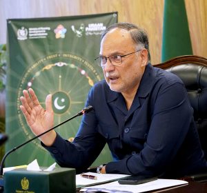Federal Minister for Planning, Development Ahsan Iqbal addressing a roundtable meeting on building a value-based society, character development and shared responsibility, emphasizing the importance of integrity, ethics and equality as key pillars of Pakistan's development agenda under URAAN Pakistan.
