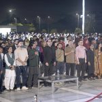 Federal Secretary for the Ministry of Information and Broadcasting, Ashfaq Ahmed Khalil attends the unveiling ceremony of the 'Yadgar-e-Fatah', a symbol of Pakistan's victory in Marka-e-Haq, in the federal capital. A large number of people participated the ceremony, featured a musical programme, along with an attractive projection mapping show highlighted the victory. The event was co-organized by the Ministry of Information and Broadcasting and the Capital Development Authority