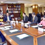 Federal Minister for Finance and Revenue, Senator Muhammad Aurangzeb, meeting with IFC Director, Mr. Simon Andrews, at the Finance Division