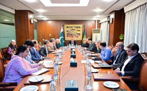 Deputy Prime Minister/Foreign Minister Senator Mohammad Ishaq Dar chairing a meeting to review preparations for the SCO Council of Heads of State Summit, at the Ministry of Foreign Affairs.