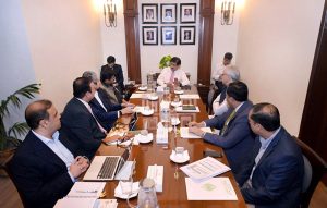 Sindh Chief Minister Syed Murad Ali Shah presides over a meeting at the Chief Minister House to review the progress of the Sindh Secondary Education Improvement Project (SSEIP)
