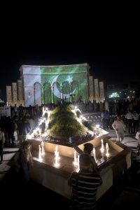 A large number of people participate in the unveiling ceremony of the 'Yadgar-e-Fatah', a symbol of Pakistan's victory in Marka-e-Haq, in the federal capital. The ceremony featured a musical programme, along with an attractive projection mapping show highlighted the victory, co-organized by the Ministry of Information and Broadcasting and the Capital Development Authority