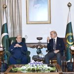President Asif Ali Zardari in a meeting with Prime Minister Muhammad Shehbaz Sharif, along with members of the federal and provincial cabinets and parliament, at Aiwan-e-Sadr