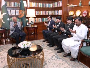 Governor of Sindh Syed Muhammad Nehal Hashmi and Member of the National Assembly Professor Qadir Khan Mandokhail offer prayers forgiveness, and Isal-e-Sawab of late Syed Imam Reza Karim, father-in-law of the Governor of Sindh, who passed away recently