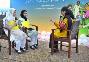 Secretary Social Welfare Sharif Hussain and Chief Child Commission Ijaz Muhammad Khan launch a province-wide awareness campaign against child sexual abuse and exploitation organized by KPCPWC, UNICEF and BlueVeins here at Area Study Centre University of Peshawar.