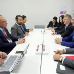 Federal Minister for Finance and Revenue, Senator Muhammad Aurangzeb, meeting with the Abu Dhabi Commercial Bank delegation to discuss financing transactions, infrastructure investment and digital finance