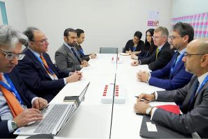 Federal Minister for Finance and Revenue, Senator Muhammad Aurangzeb, meeting with the Abu Dhabi Commercial Bank delegation to discuss financing transactions, infrastructure investment and digital finance