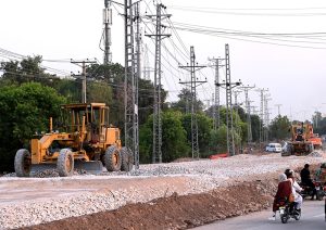 Trees are being cleared to facilitate the construction of a diversion road ahead of the commencement of the Kashmir Chowk Underpass project in the Federal Capital