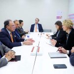 Federal Minister for Finance and Revenue, Senator Muhammad Aurangzeb, meeting with the J.P. Morgan delegation to discuss Pakistan's financing strategy, credit rating prospects and capital market instruments