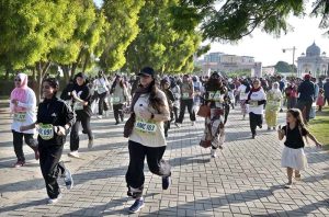 Women participate in the Rakhshanda Memorial Club Women Run 2026 at Fatima Jinnah Park (F-9 Park)