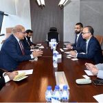 High Commissioner of Pakistan to Bangladesh, Mr. Imran Haider in a meeting with President, Bangladesh Garment Manufacturers and Exporters Association (BGMEA), Mr. Mahmud Hasan Khan at BGMEA office
