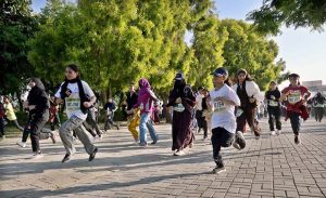 Women participate in the Rakhshanda Memorial Club Women Run 2026 at Fatima Jinnah Park (F-9 Park)