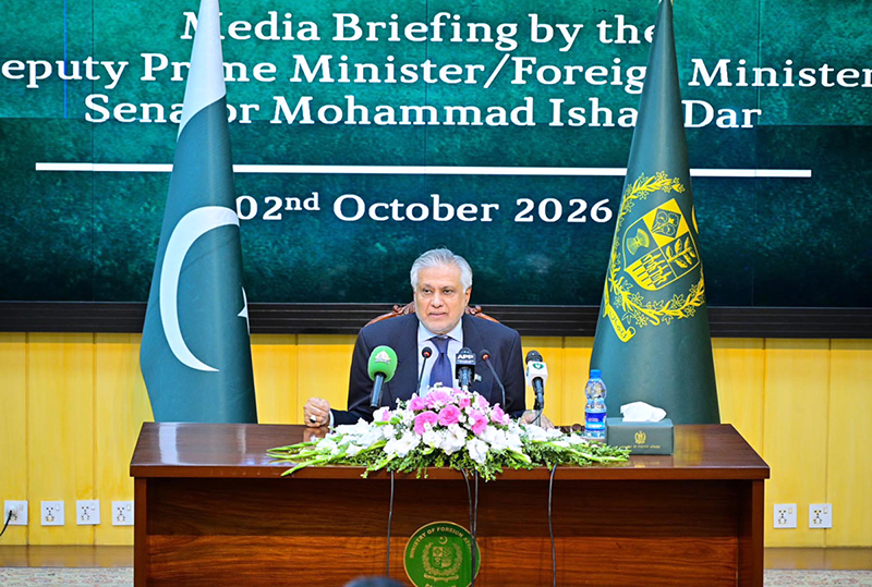 Deputy Prime Minister/Foreign Minister Senator Muhammad Ishaq Dar giving a briefing on Pakistan's engagements during the 81st Session of the United Nations General Assembly (UNGA), held in New York from 21 to 25 September 2026