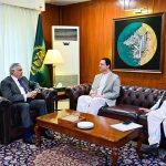 Deputy Prime Minister/Foreign Minister Senator Mohammad Ishaq Dar meeting the Prime Minister of Azad Jammu and Kashmir (AJK), at the Ministry of Foreign Affairs