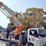 QESCO personnel busy to cut trees which touched electric wires creating problems for power supply at Pishin stop