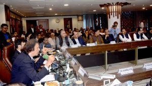 Advisor to the Prime Minister and Federal Minister for Industries and Production Haroon Akhtar khan is addressing a meeting at Faisalabad Chamber of Commerce and Industry (FCCI).