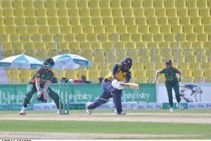 Players in action during the T20 tri-series final between Bangladesh Under-19 Women and Sri Lanka Under-19 Women at Iqbal Stadium.