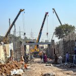 Heavy machinery is being used in the ongoing underpass construction project at Kashmir Chowk during development work in the Federal Capital