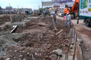 View of construction work Jamil Chowk underpass