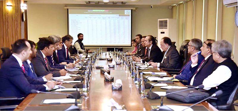 Federal Minister for Finance and Revenue, Senator Muhammad Aurangzeb, chairing the fifth meeting of the Access to Finance Steering Committee at the Finance Division today to review progress on SME, agriculture and housing finance and measures to expand access to finance