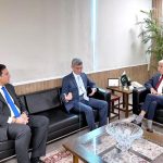 Federal Minister for Board of Investment (BOI) Qaiser Ahmed Sheikh meets with Dr. Li Kouqing, Deputy Director of the CAREC Institute, to discuss opportunities for enhanced investment promotion and economic collaboration between Pakistan and China