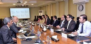 Federal Minister for Finance and Revenue, Senator Muhammad Aurangzeb, chairing the fifth meeting of the Access to Finance Steering Committee at the Finance Division today to review progress on SME, agriculture and housing finance and measures to expand access to finance