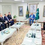 Deputy Prime Minister/Foreign Minister Senator Mohammad Ishaq Dar meets Belarusian National Security Adviser Lieutenant-General Aleksandr Volfovich at the Ministry of Foreign Affairs
