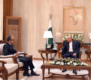 President Asif Ali Zardari in a meeting with newly appointed Foreign Secretary Asim Iftikhar Ahmad at Aiwan-e-Sadr