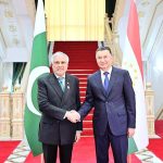 Deputy Prime Minister/Foreign Minister Senator Mohammad Ishaq Dar calling on the Prime Minister of the Republic of Tajikistan, H.E. Qohir Rasulzoda