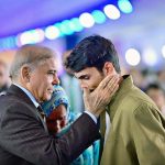 Prime Minister Muhammad Shehbaz Sharif interacts with Daanish School Alumni at the inaugural ceremony of Daanish School