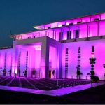 Aiwan-e-Sadr illuminated in pink to mark Pinktober, the annual breast cancer awareness campaign