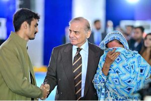 Prime Minister Muhammad Shehbaz Sharif interacts with Daanish School Alumni at the inaugural ceremony of Daanish School