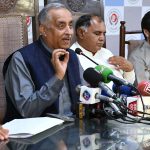 President of the Pakistan Kissan Ittehad, Khalid Mahmood Khokhar, is holding a press conference at the Lahore Press Club regarding the Government of Pakistan's efforts to ensure food security and the decision to fix the wheat price at 4,500 rupees per maund