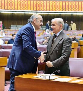 Prime Minister Muhammad Shehbaz Sharif meets with the Parliamentarians at the Joint session of the Parliament.