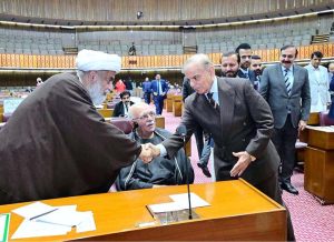 Prime Minister Muhammad Shehbaz Sharif meets with the Parliamentarians at the Joint session of the Parliament.